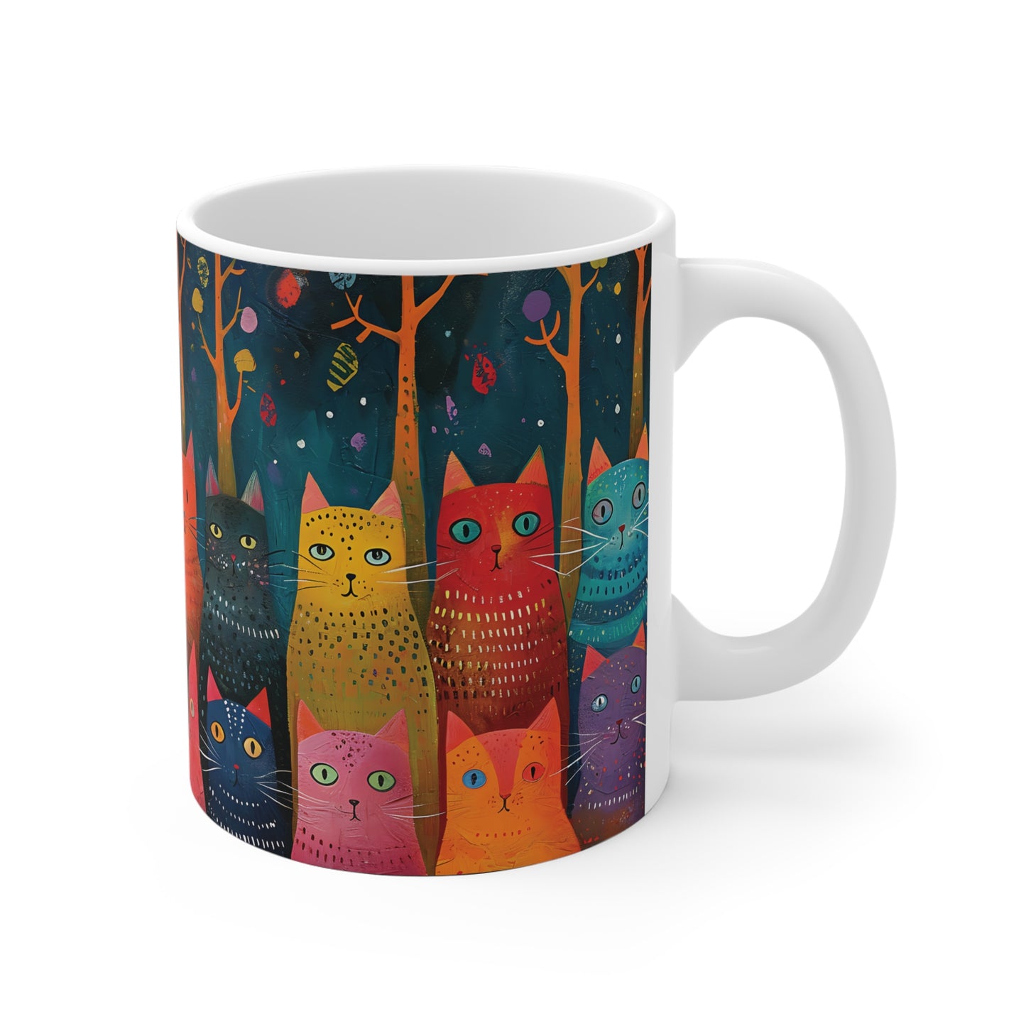 Bunte Katzen-Tasse – Verspieltes Kunstdesign für Katzenliebhaber 🐱🎨✨