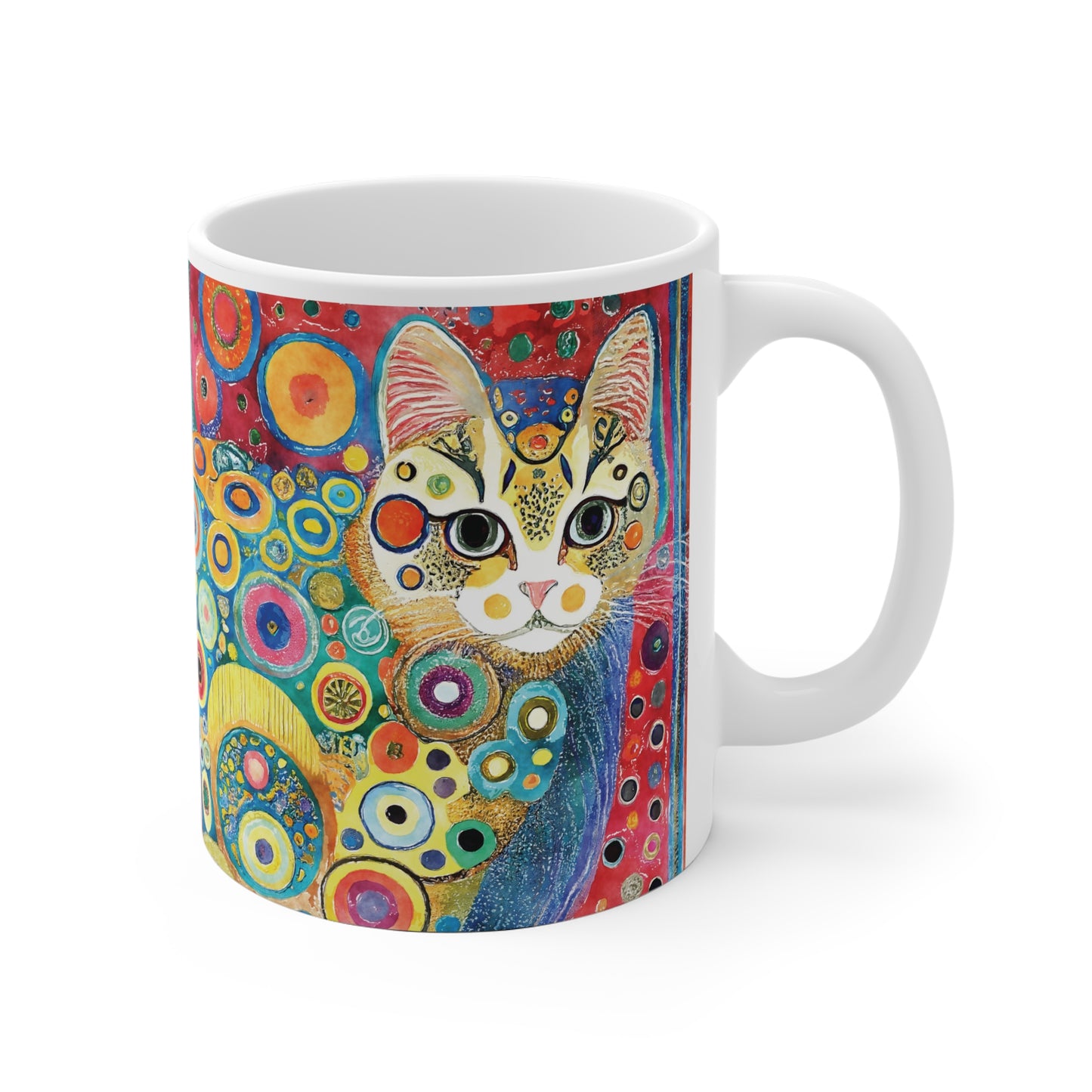 Katzen Tasse bunt – Künstlerische Kaffee Tasse mit farbenfrohem Katzenmotiv für Katzenliebhaber