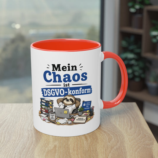 Tasse „Mein Chaos ist DSGVO-konform.“ – Lustige Bürotasse mit Humor