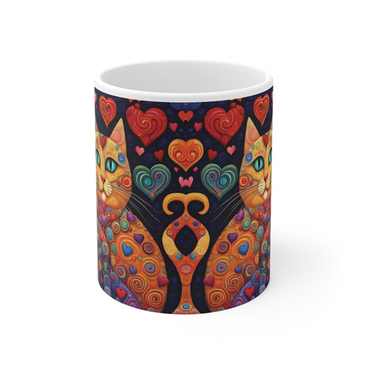 Bunte Katzen Herzen Tasse