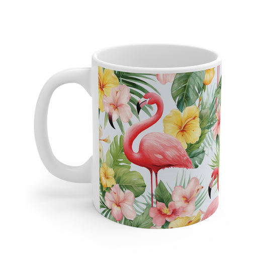 Flamingo Tasse Tropisch – Stilvolle Kaffee Tasse mit Flamingo- und Blumenmotiv für Sommerfeeling im Alltag