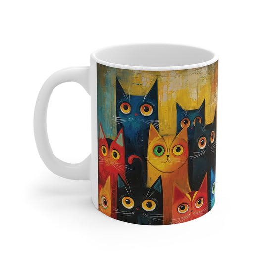 Bunte Katzen-Tasse – Modernes Kunstdesign mit Katzencharme 🐱🎨✨
