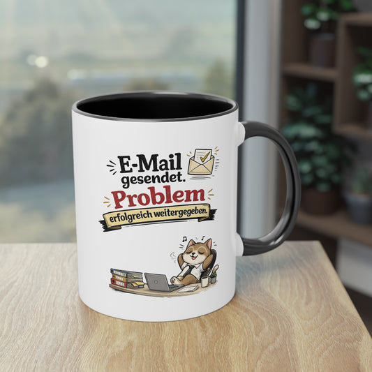 Tasse „E-Mail gesendet. Problem erfolgreich weitergegeben.“