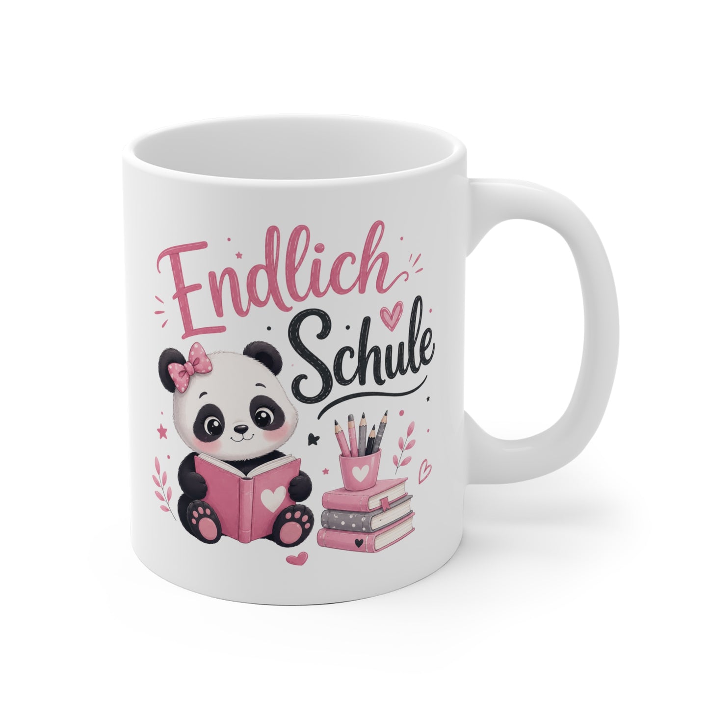 Tasse „Endlich Schule“ – Niedliche Panda-Tasse zur Einschulung