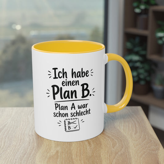 Tasse „Ich habe einen Plan B. Plan A war schon schlecht.“ – Für alle mit Humor und Improvisationstalent
