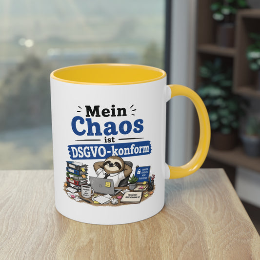 Tasse „Mein Chaos ist DSGVO-konform.“ – Lustige Bürotasse mit Humor