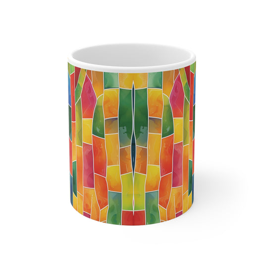 Bunte Mosaik Regenbogen Tasse | Farbenfroher Abstract Becher