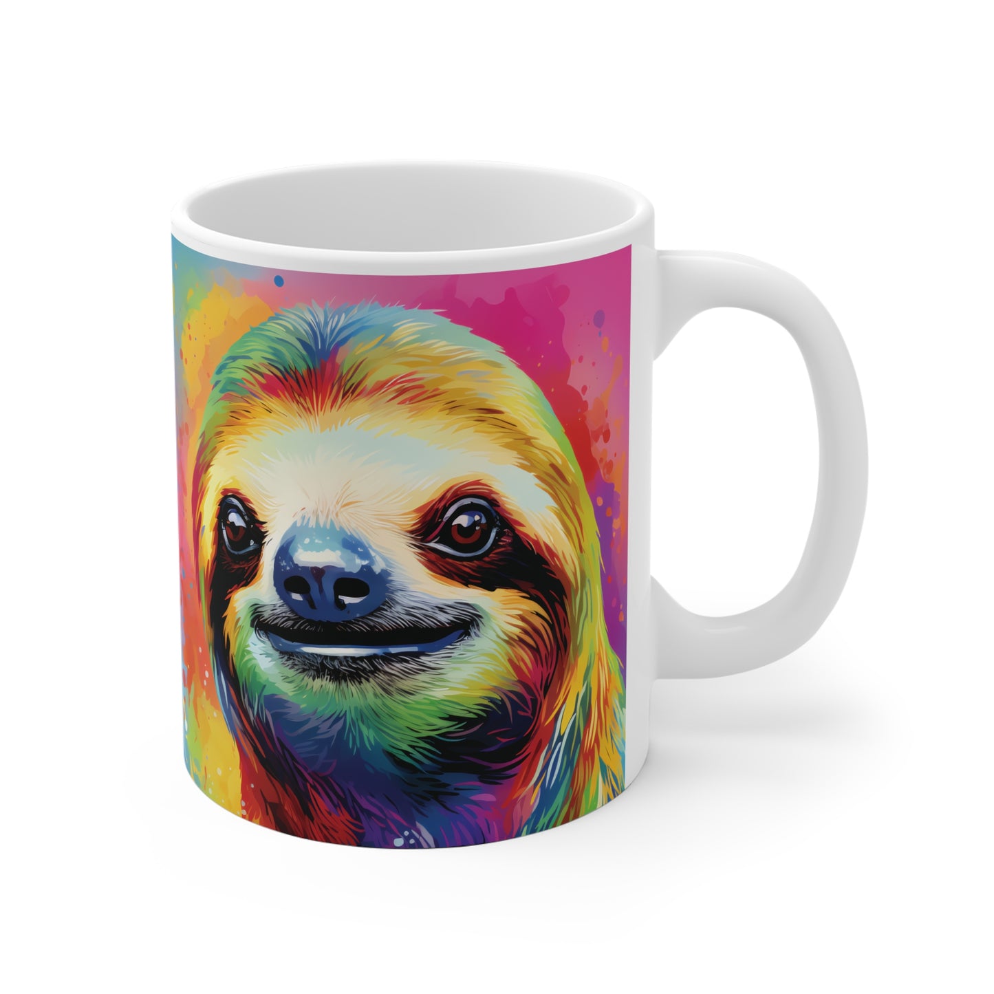 Farbenfrohe Faultier-Tasse – Fröhliches Pop-Art Design 🦥🎨🌈