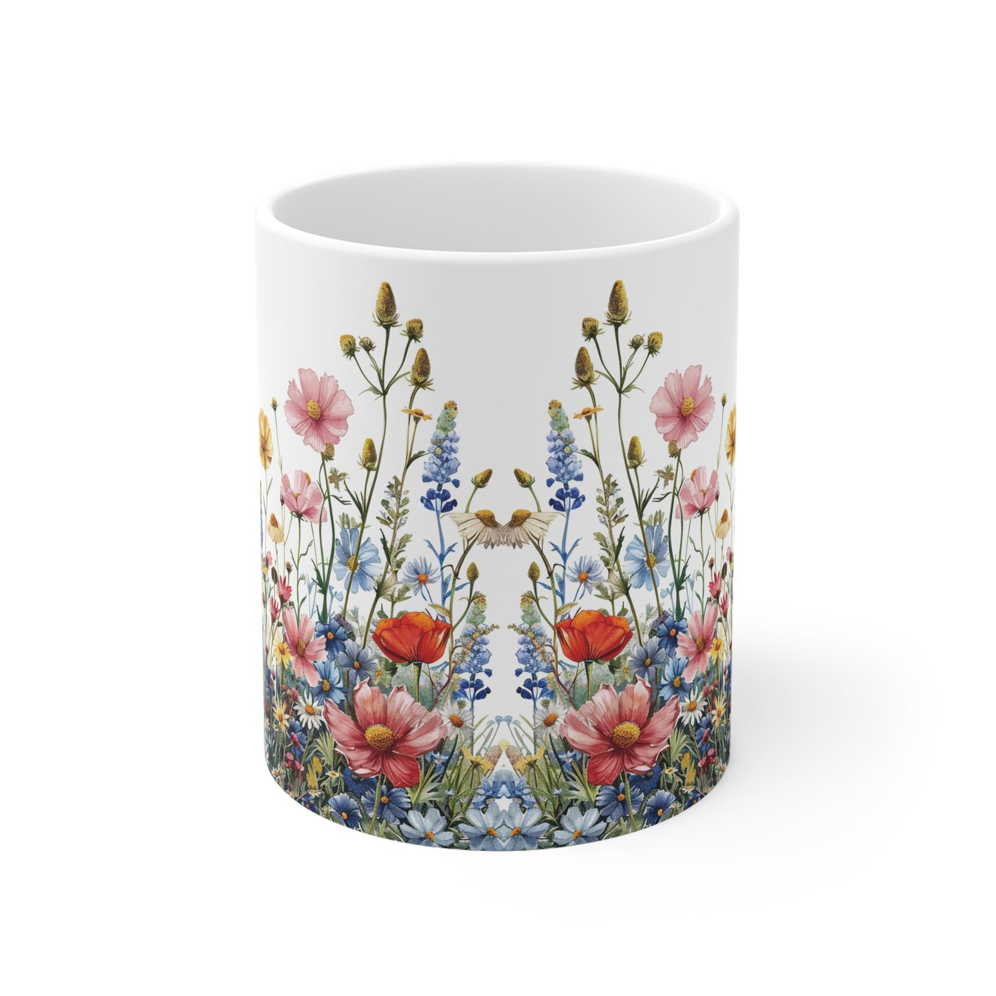 Wildblumen Wiese Tasse | Bunte Blumenwiese Becher Naturmotiv