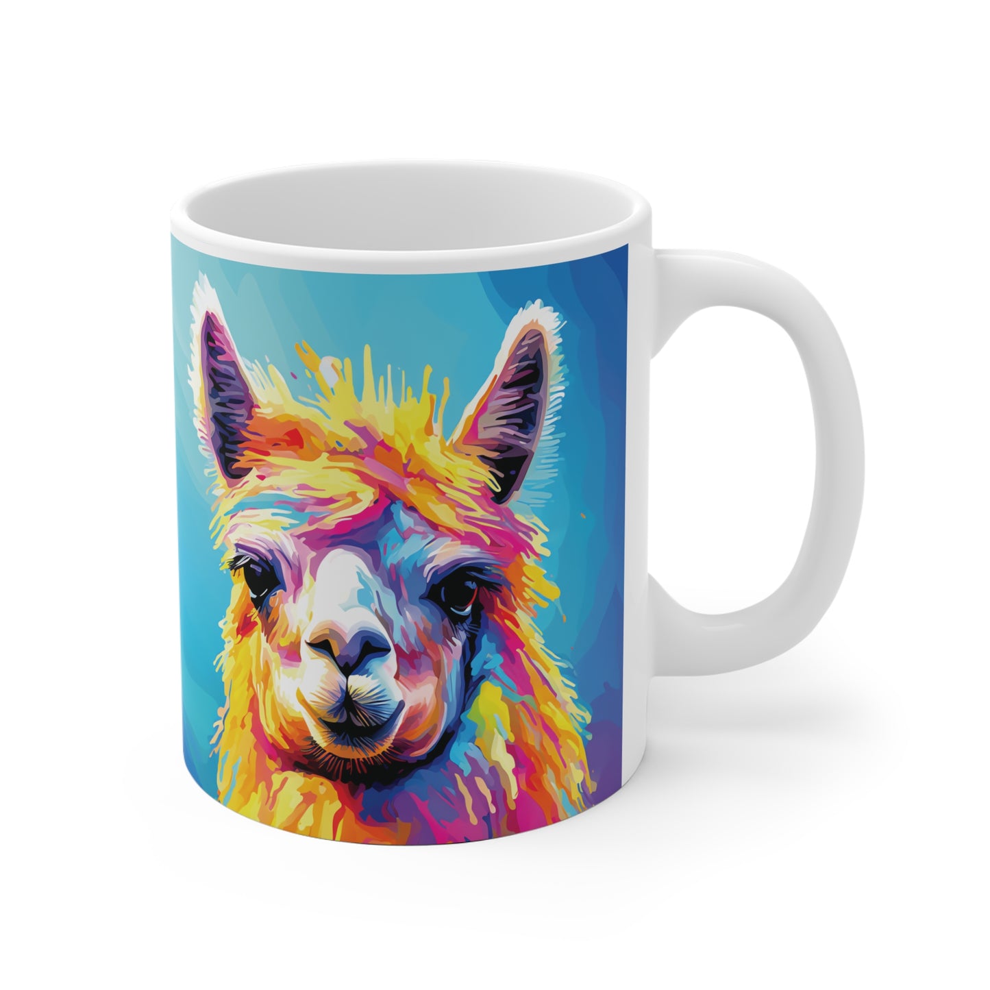 Farbenfrohe Alpaka-Tasse – Modernes Pop-Art Design 🦙🎨✨