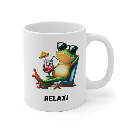 Relaxi Frosch Tasse | Humor Frog Becher Entspannung Cocktail
