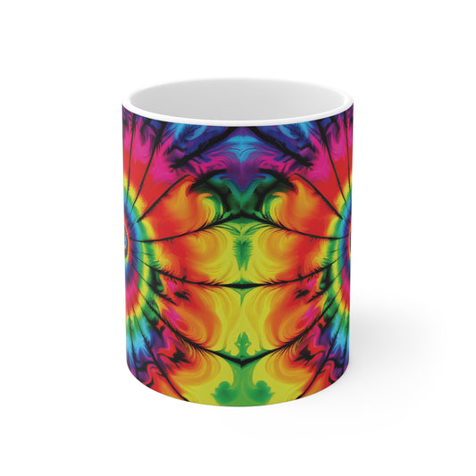 Batik-Tasse – Psychedelisches Farbenspiel im Retro-Look 🌈✨☕