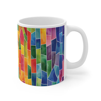 Bunte Mosaik Regenbogen Tasse | Farbenfroher Abstract Becher