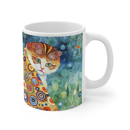Katzen Tasse Art– Künstlerische Kaffee Tasse mit farbenfrohem Katzenmotiv für Katzenliebhaber