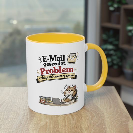 Tasse „E-Mail gesendet. Problem erfolgreich weitergegeben.“