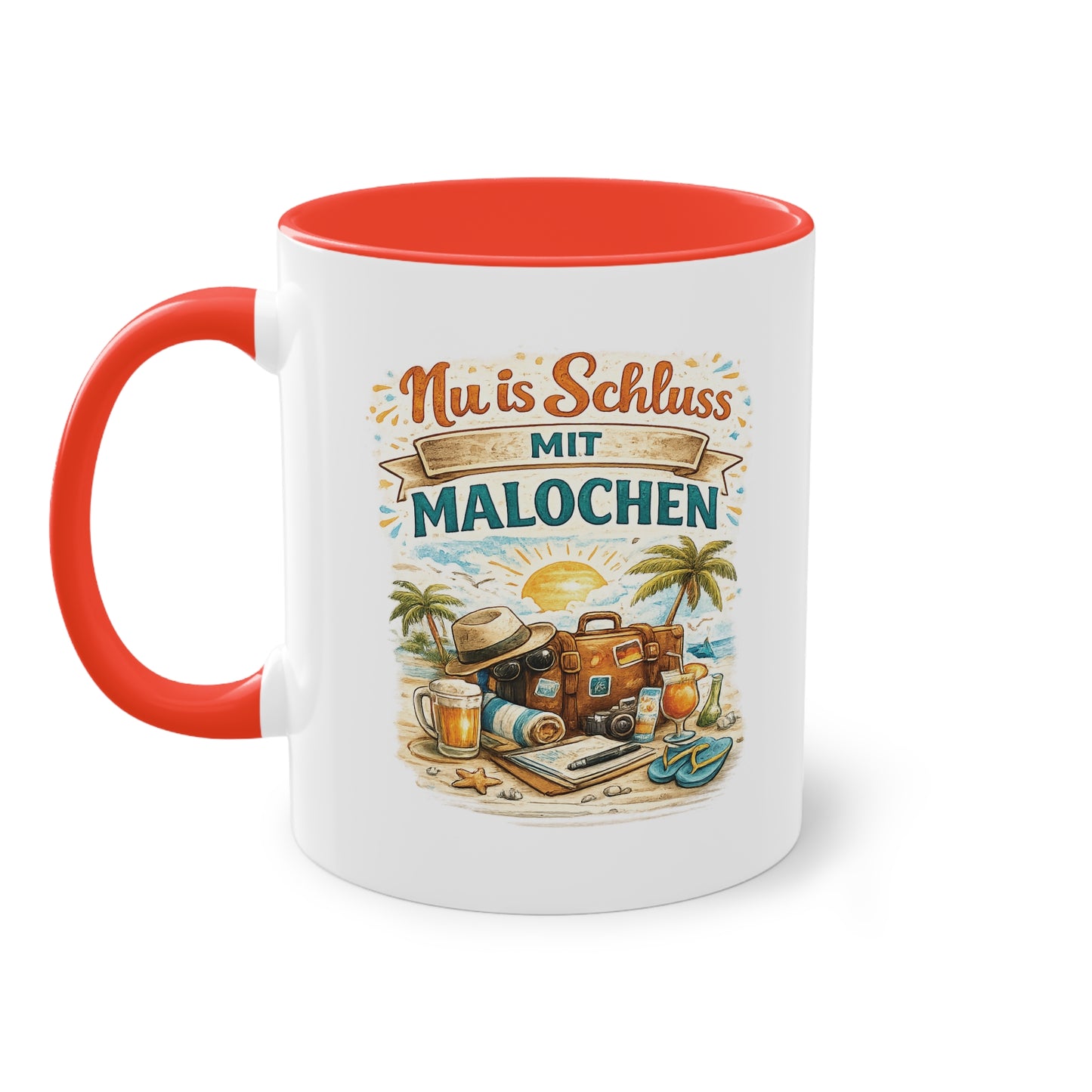 Tasse „Nu is Schluss mit Malochen“ ☕🌴🎒
