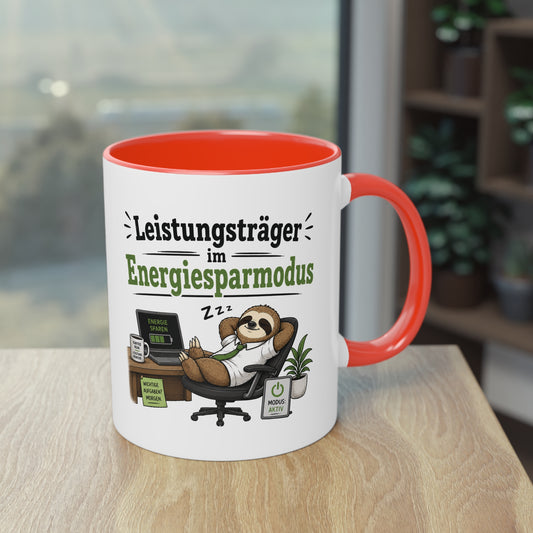 Tasse „Leistungsträger im Energiesparmodus“ – Lustige Bürotasse mit Faultier-Motiv