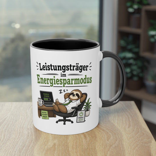 Tasse „Leistungsträger im Energiesparmodus“ – Lustige Bürotasse mit Faultier-Motiv