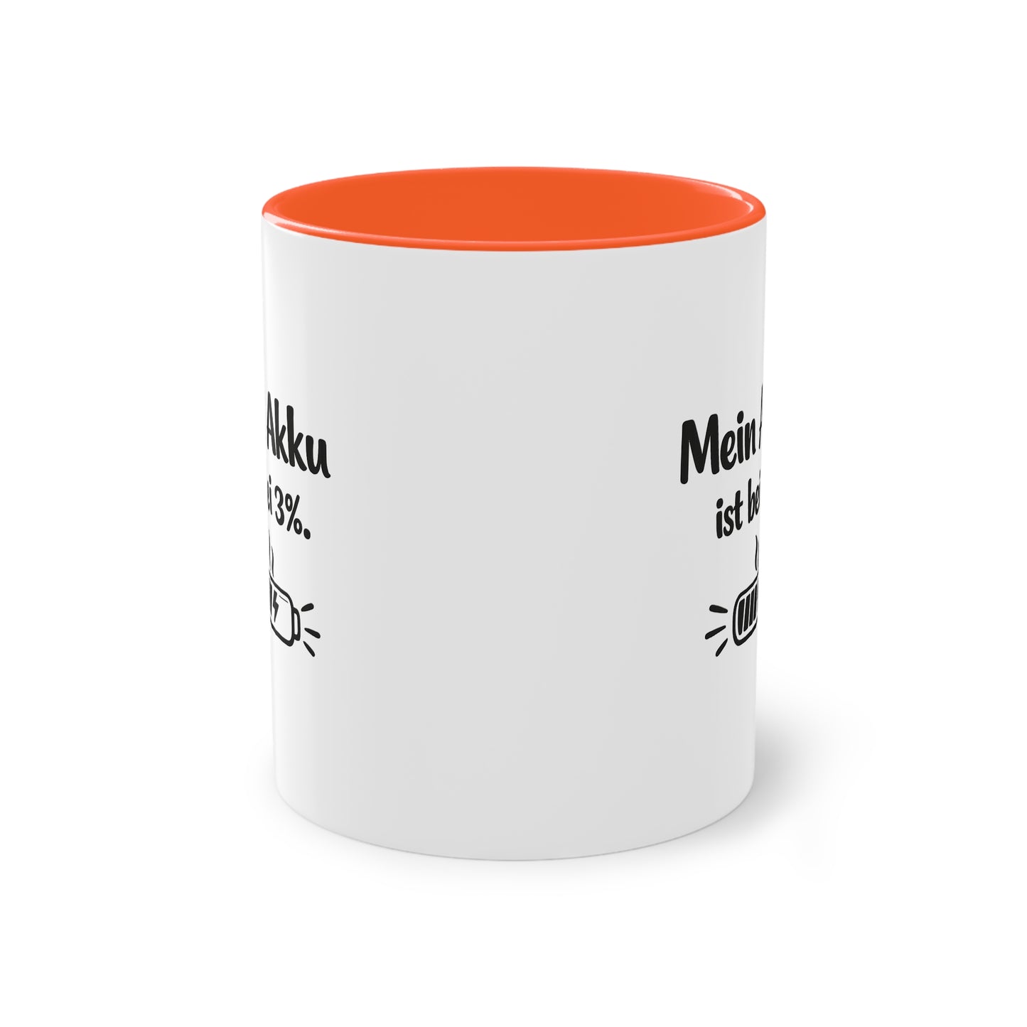 Tasse „Mein Akku ist bei 3 %.“ – Lustige Bürotasse mit Humor