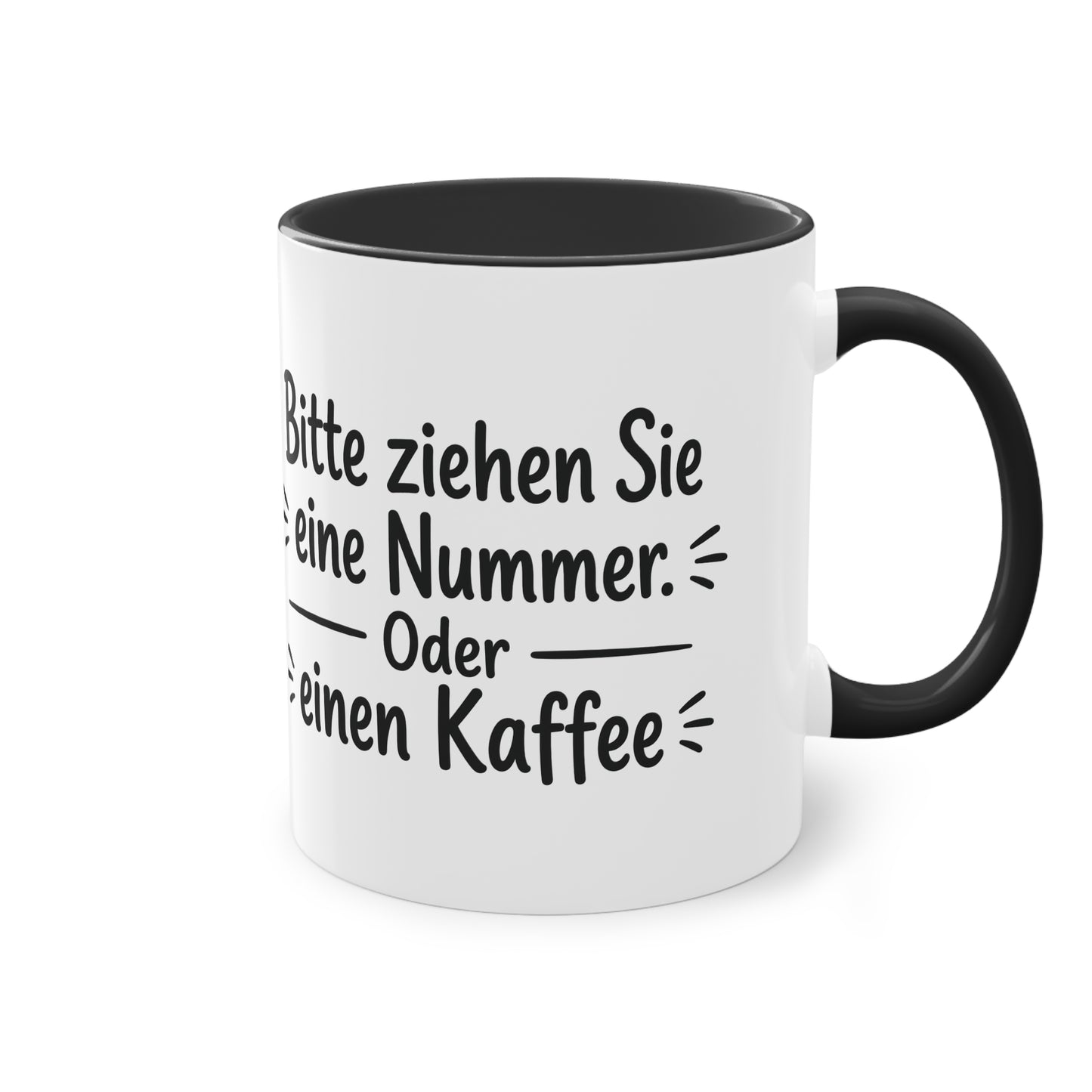 Tasse „Bitte ziehen Sie eine Nummer. Oder einen Kaffee.“ – Humorvolle Behördentasse