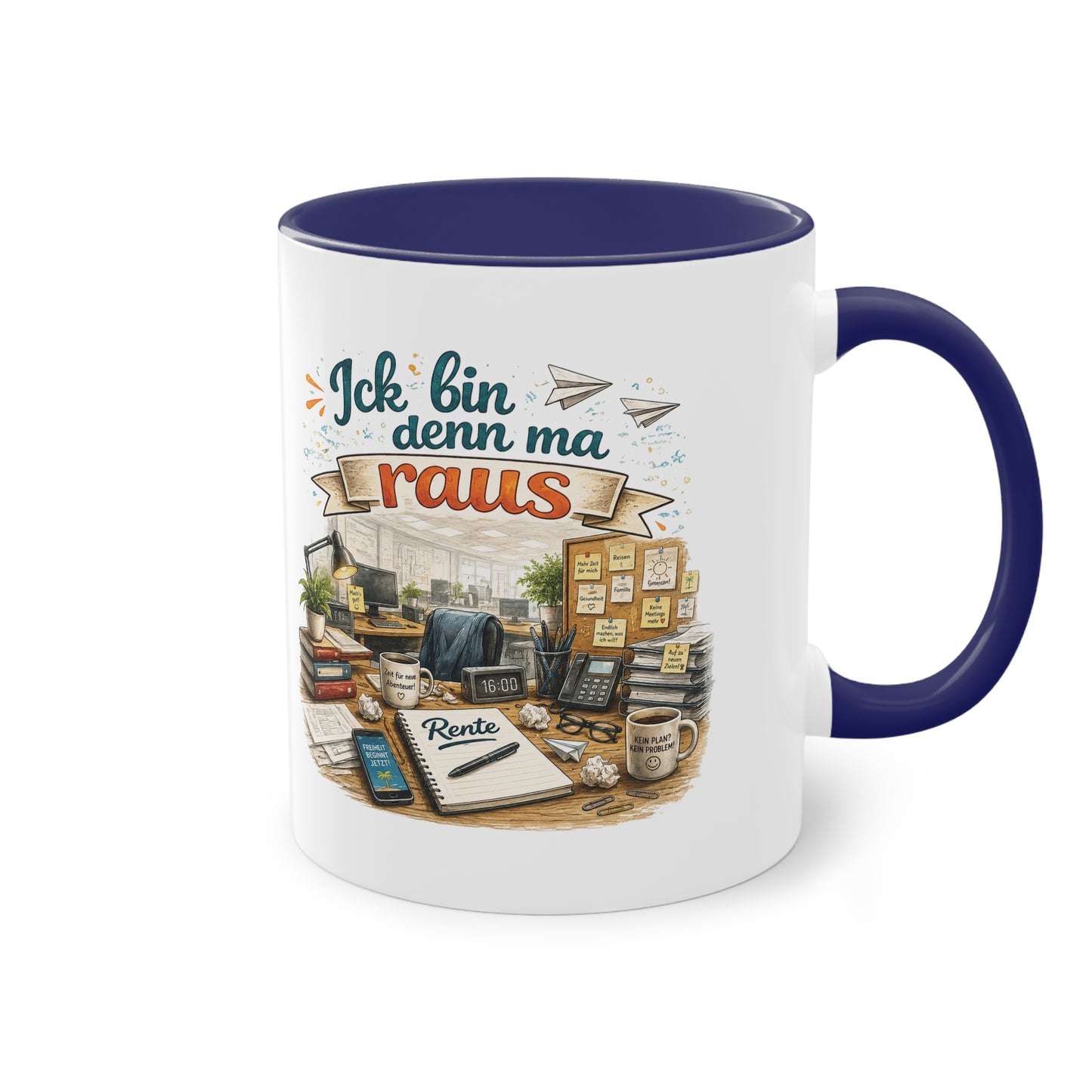 Tasse „Ick bin denn ma raus – Rente Edition“ ☕📋🎉