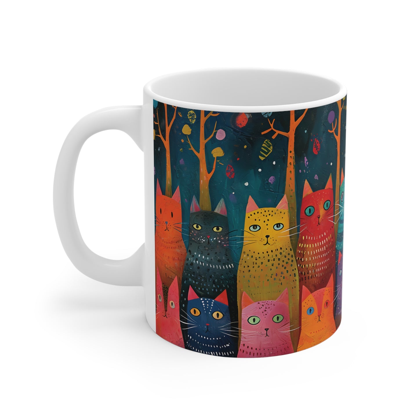 Bunte Katzen-Tasse – Verspieltes Kunstdesign für Katzenliebhaber 🐱🎨✨