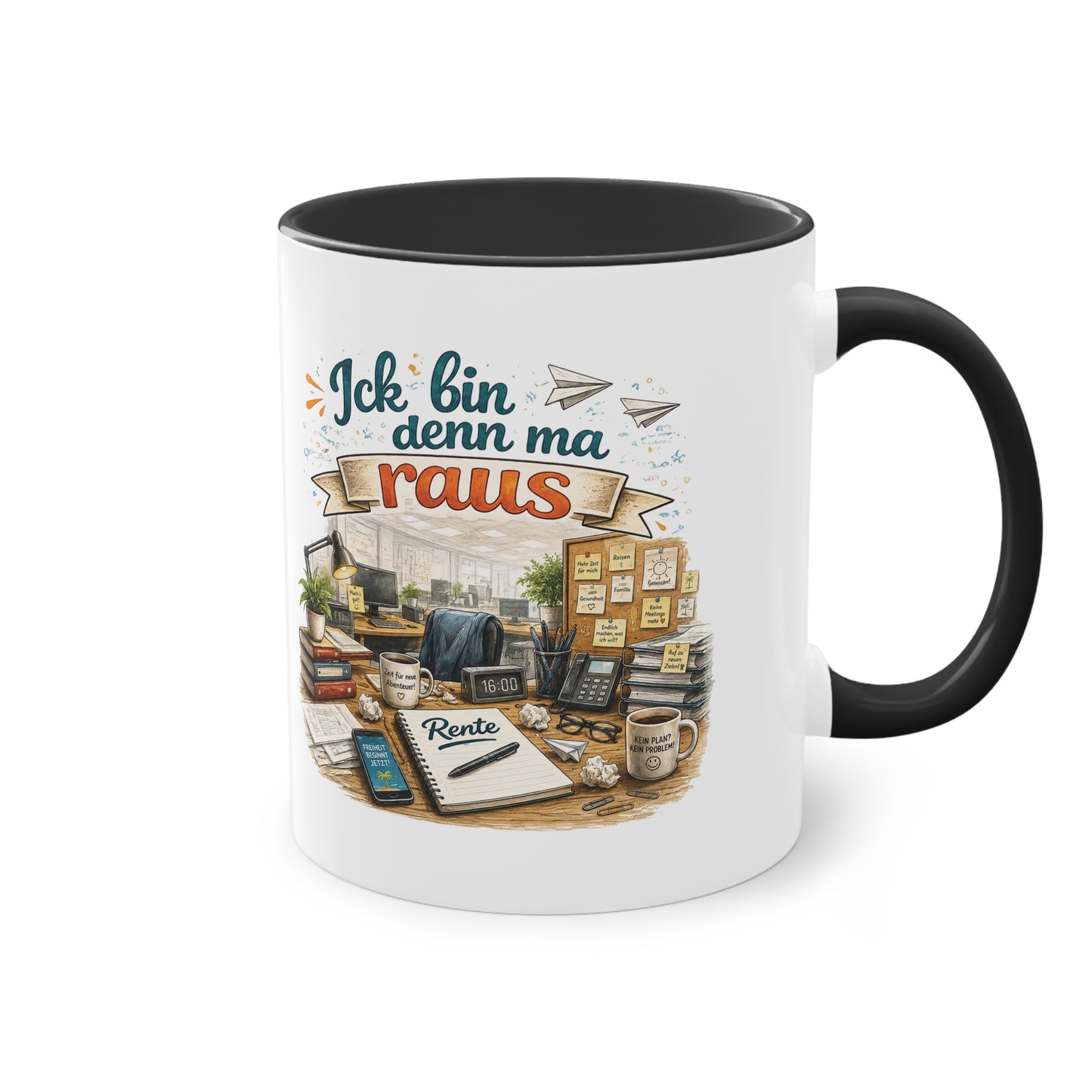 Tasse „Ick bin denn ma raus – Rente Edition“ ☕📋🎉