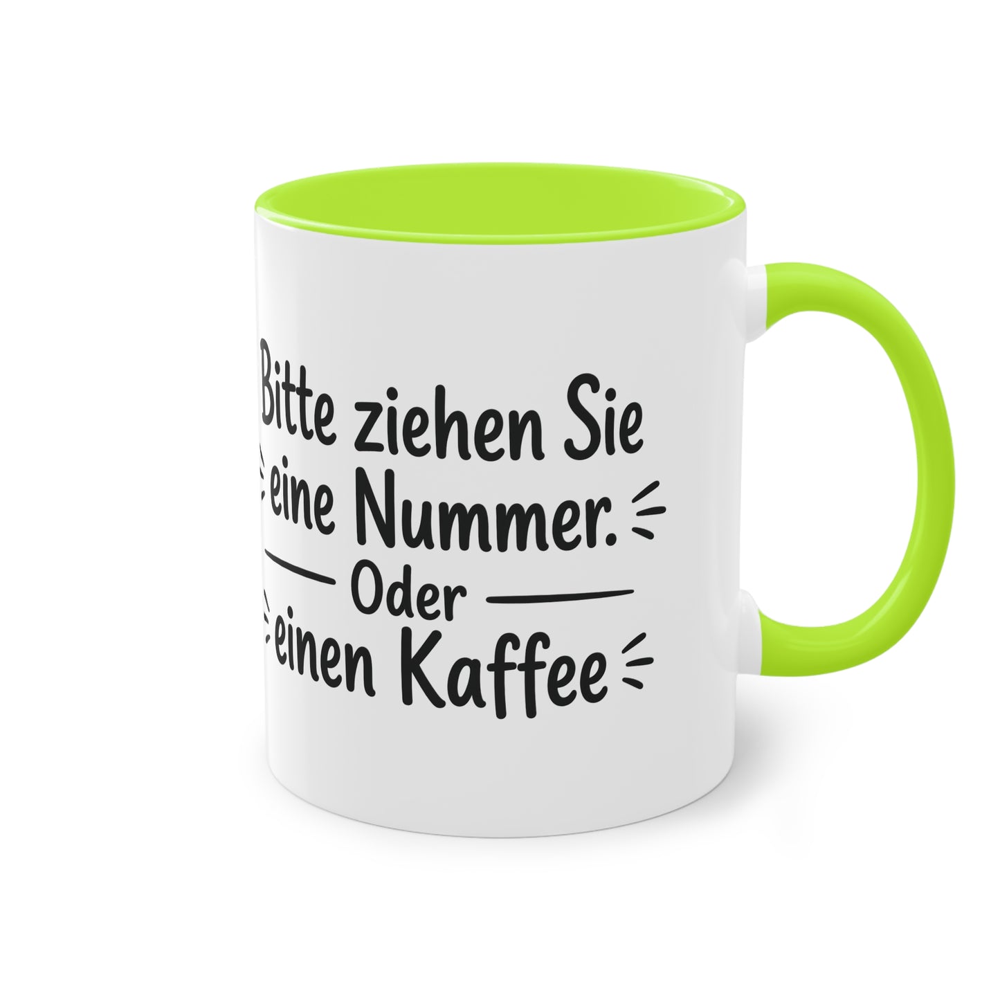 Tasse „Bitte ziehen Sie eine Nummer. Oder einen Kaffee.“ – Humorvolle Behördentasse