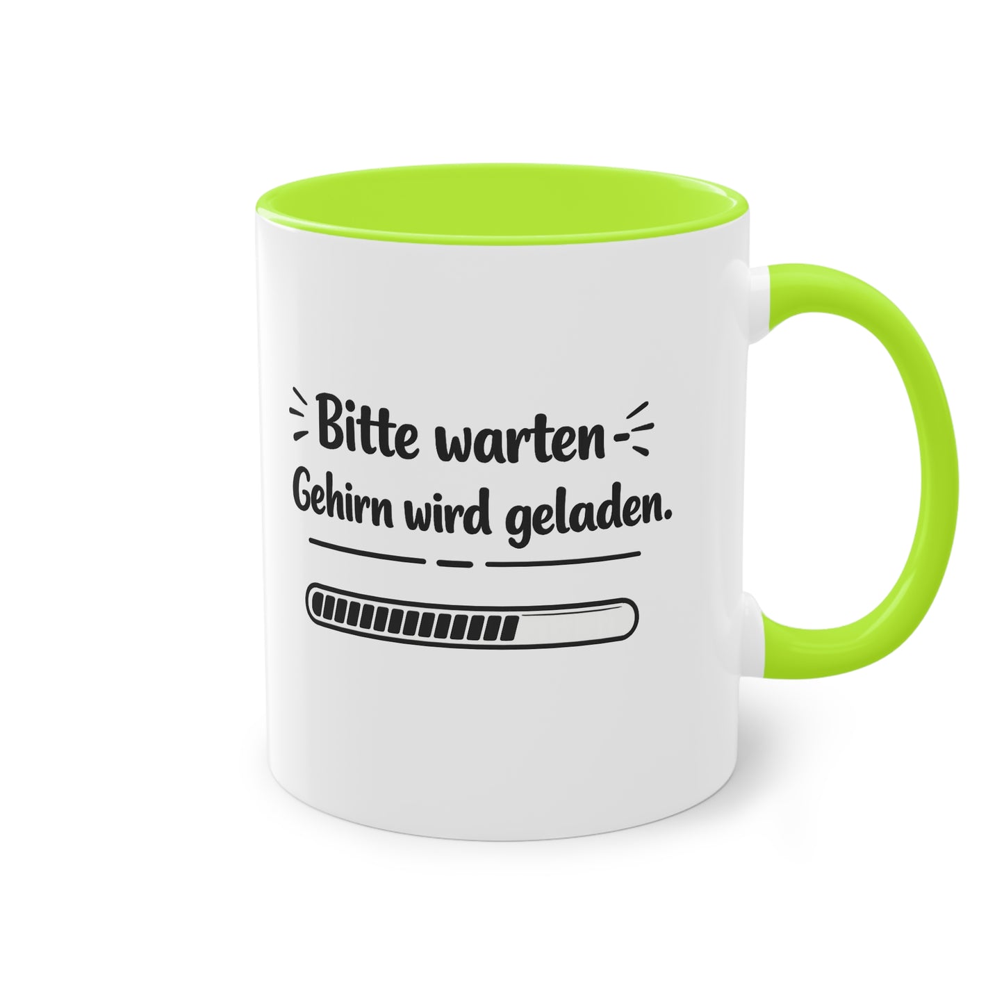 Tasse „Bitte warten. Gehirn wird geladen.“ – Lustige Bürotasse mit Humor