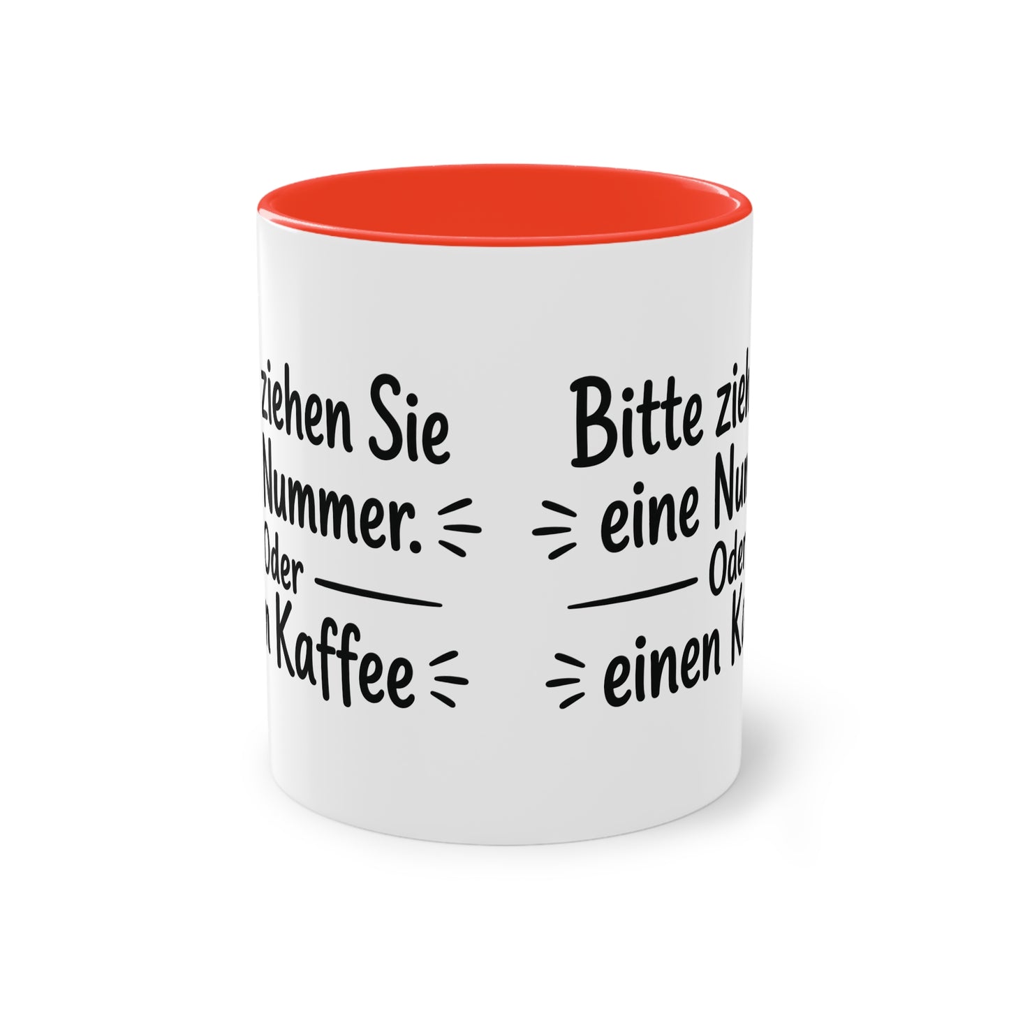 Tasse „Bitte ziehen Sie eine Nummer. Oder einen Kaffee.“ – Humorvolle Behördentasse
