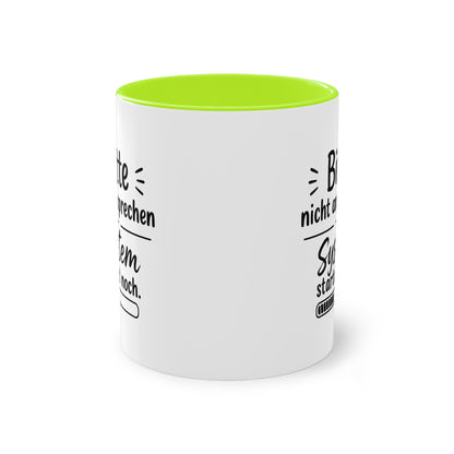 Tasse „Bitte nicht ansprechen. System startet noch.“ – Lustige Bürotasse mit Humor
