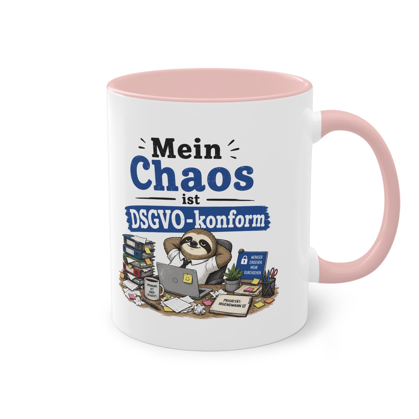 Tasse „Mein Chaos ist DSGVO-konform.“ – Lustige Bürotasse mit Humor