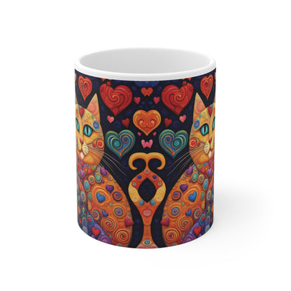 Bunte Katzen Herzen Tasse