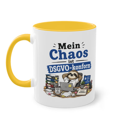 Tasse „Mein Chaos ist DSGVO-konform.“ – Lustige Bürotasse mit Humor