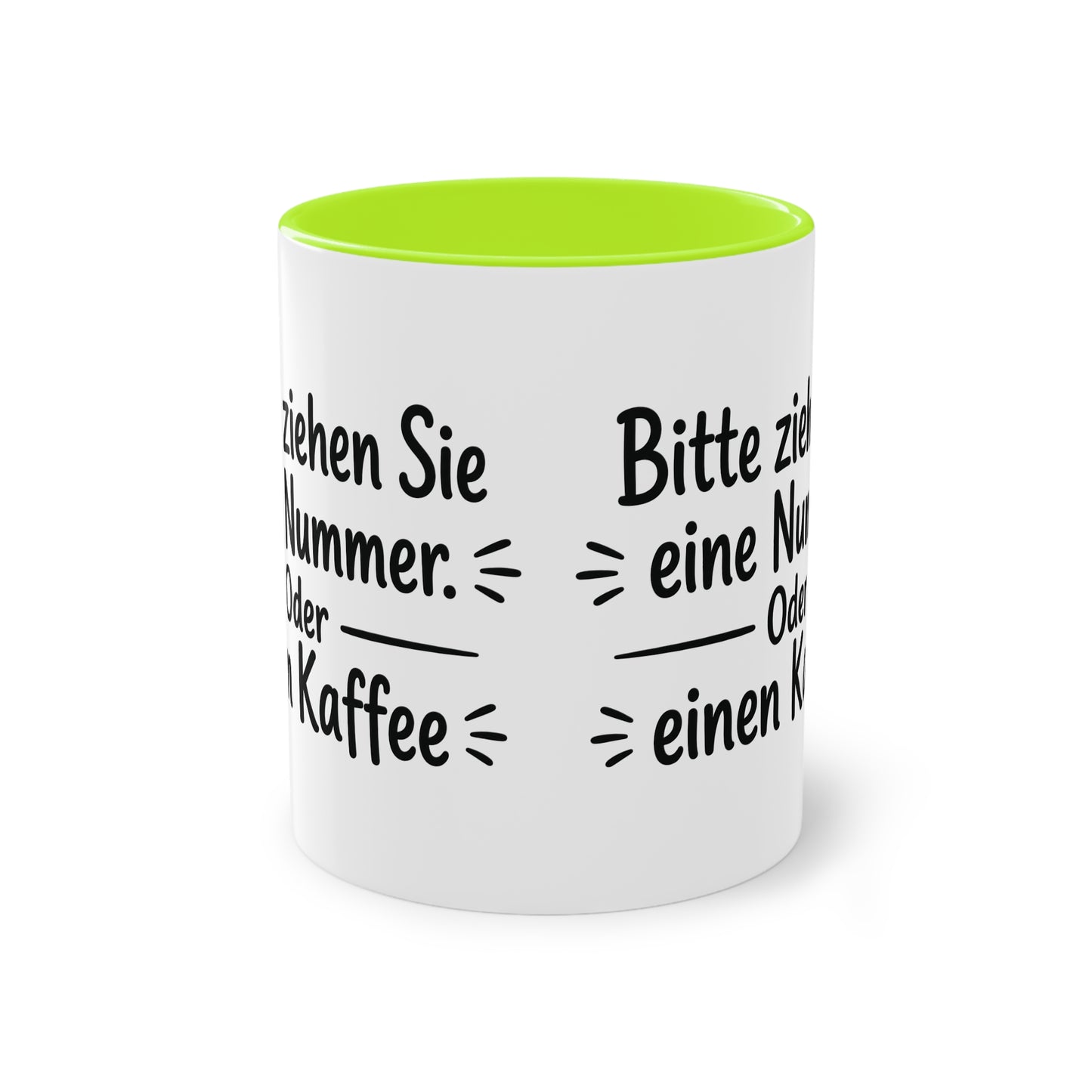 Tasse „Bitte ziehen Sie eine Nummer. Oder einen Kaffee.“ – Humorvolle Behördentasse