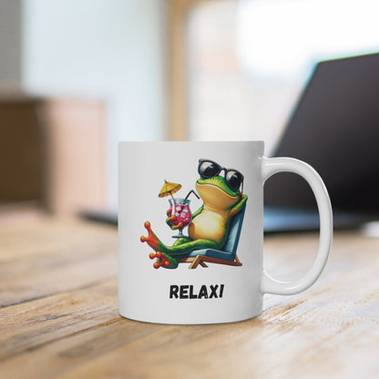 Relaxi Frosch Tasse | Humor Frog Becher Entspannung Cocktail