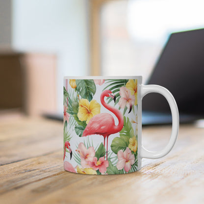 Flamingo Tasse Tropisch – Stilvolle Kaffee Tasse mit Flamingo- und Blumenmotiv für Sommerfeeling im Alltag