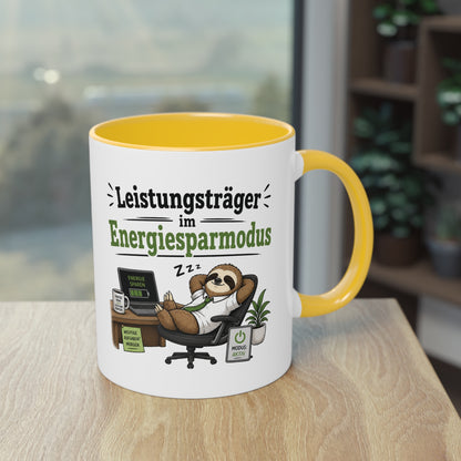 Tasse „Leistungsträger im Energiesparmodus“ – Lustige Bürotasse mit Faultier-Motiv