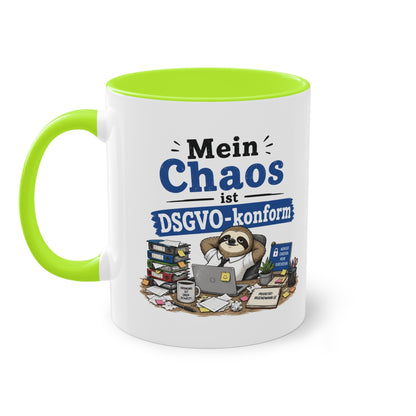 Tasse „Mein Chaos ist DSGVO-konform.“ – Lustige Bürotasse mit Humor
