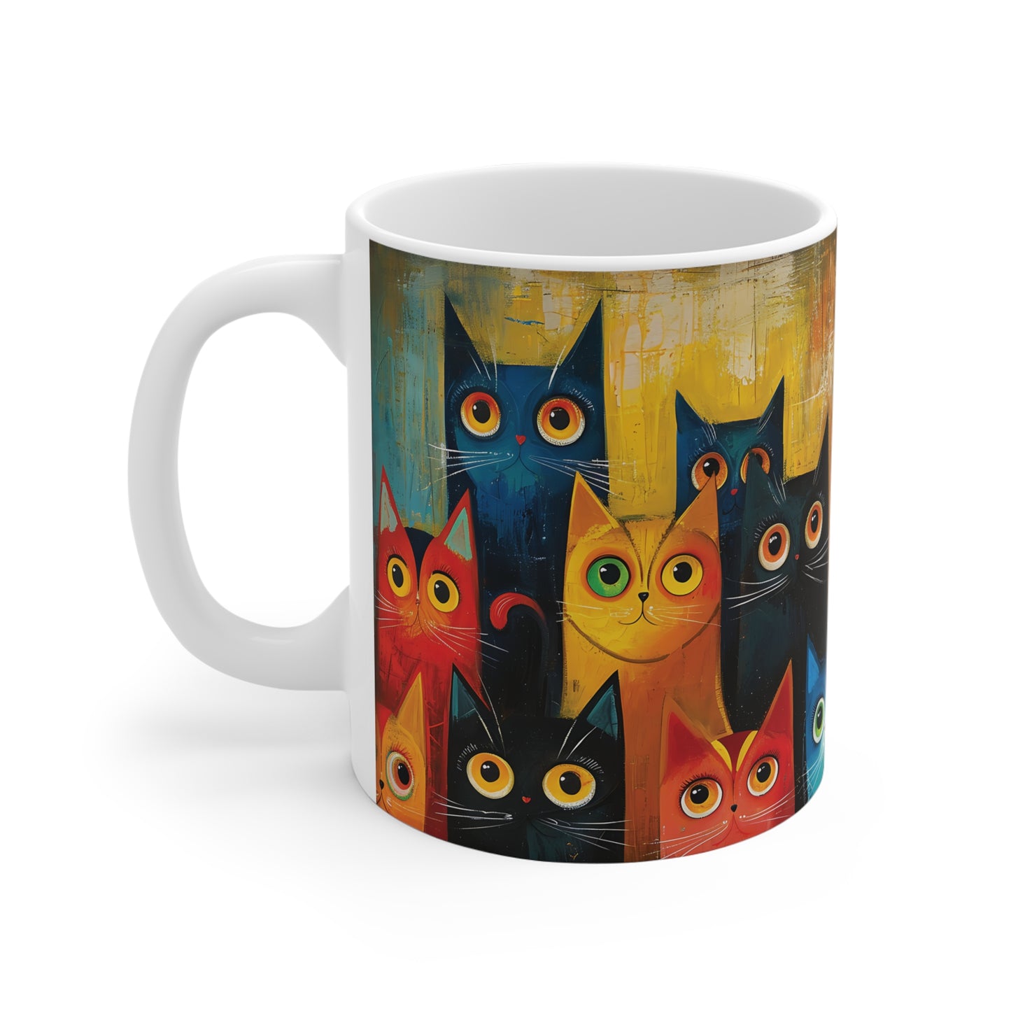 Bunte Katzen-Tasse – Modernes Kunstdesign mit Katzencharme 🐱🎨✨
