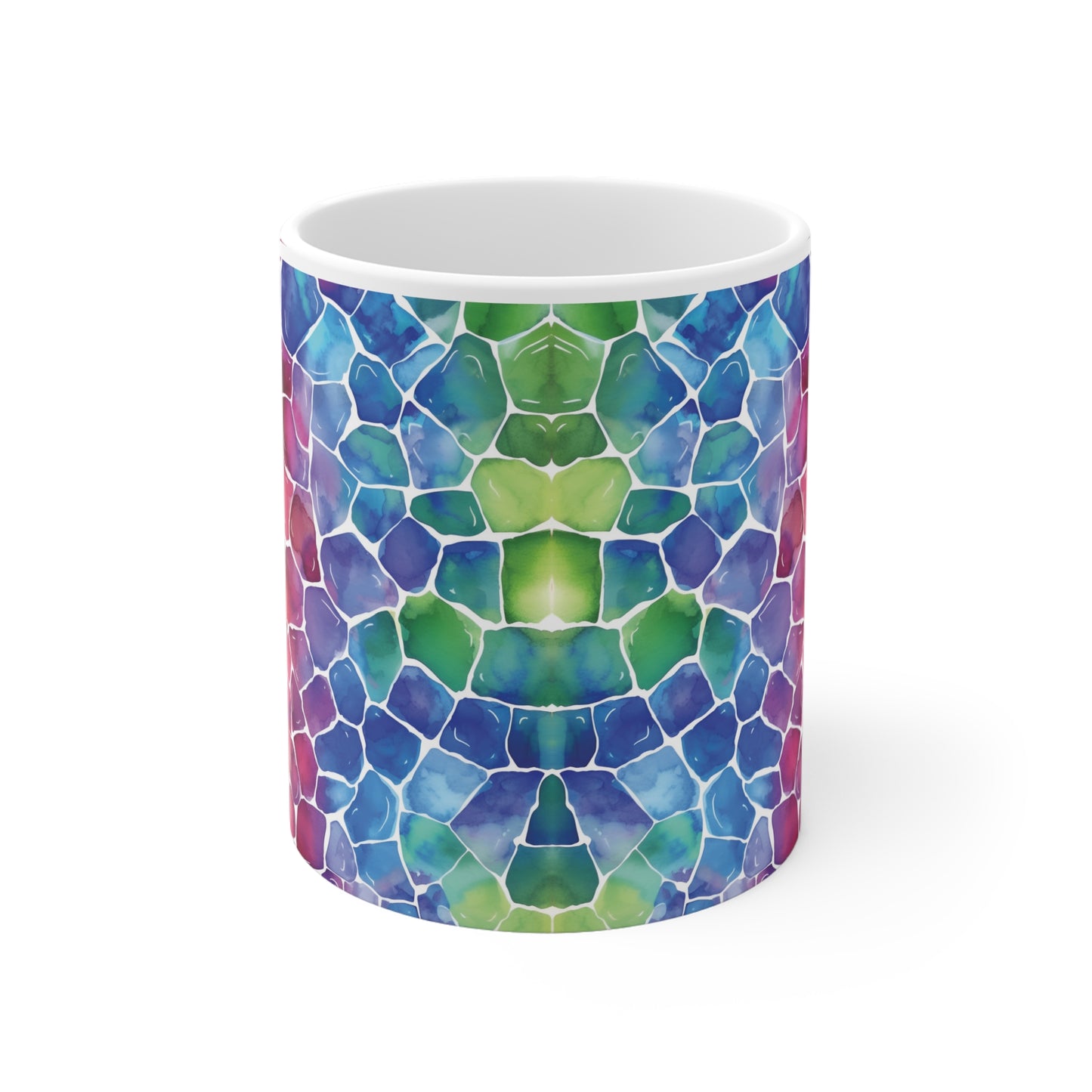 Regenbogen Mosaik Welle Tasse | Bunter Abstrakt Becher Farbenrausch