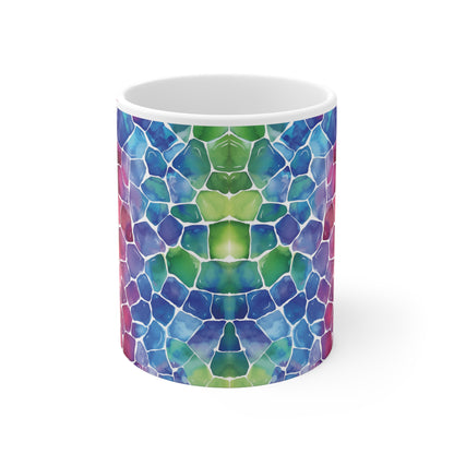 Regenbogen Mosaik Welle Tasse | Bunter Abstrakt Becher Farbenrausch