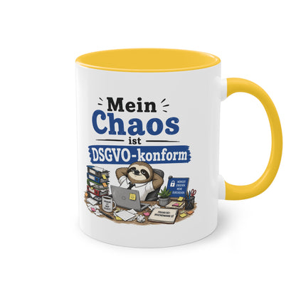 Tasse „Mein Chaos ist DSGVO-konform.“ – Lustige Bürotasse mit Humor