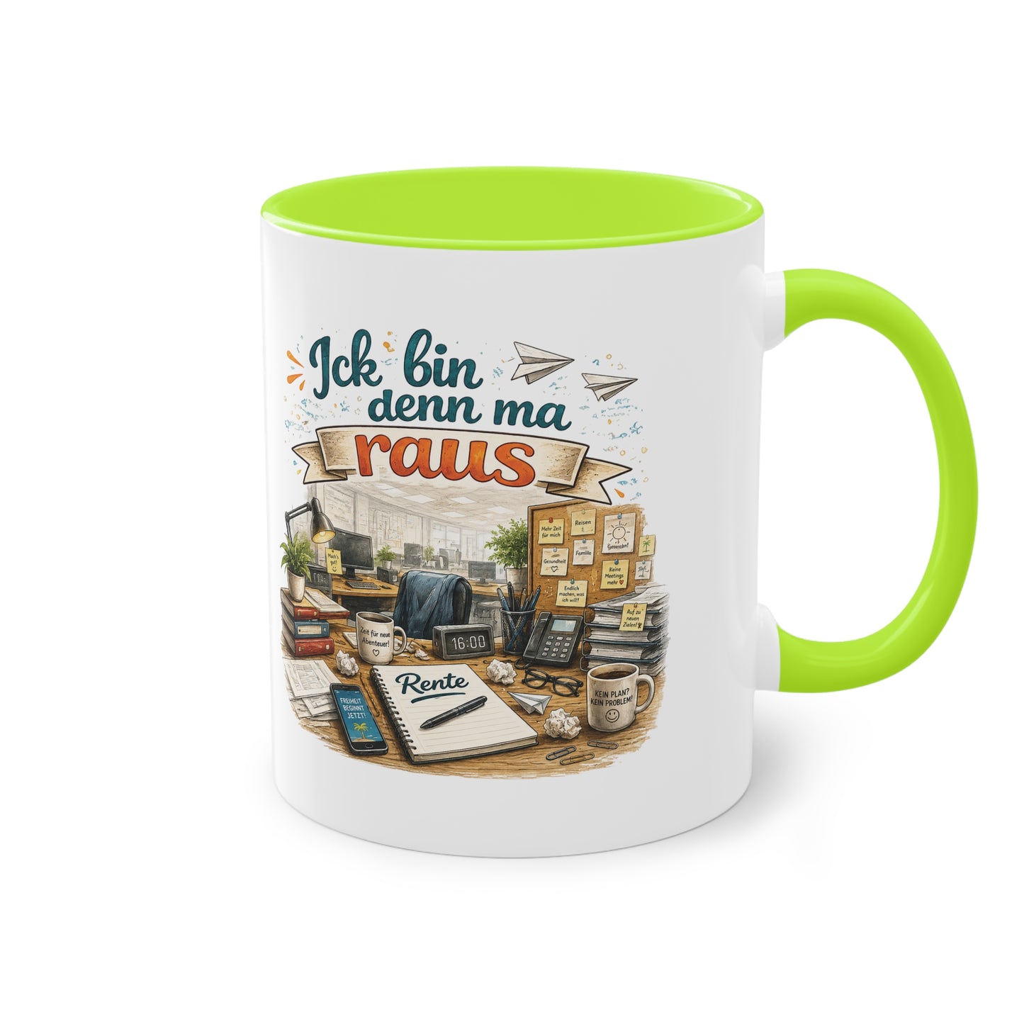 Tasse „Ick bin denn ma raus – Rente Edition“ ☕📋🎉