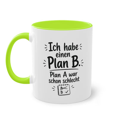 Tasse „Ich habe einen Plan B. Plan A war schon schlecht.“ – Für alle mit Humor und Improvisationstalent
