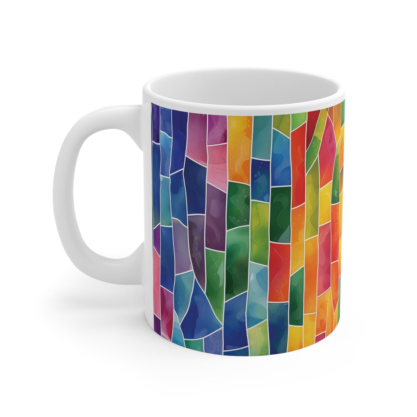 Bunte Mosaik Regenbogen Tasse | Farbenfroher Abstract Becher