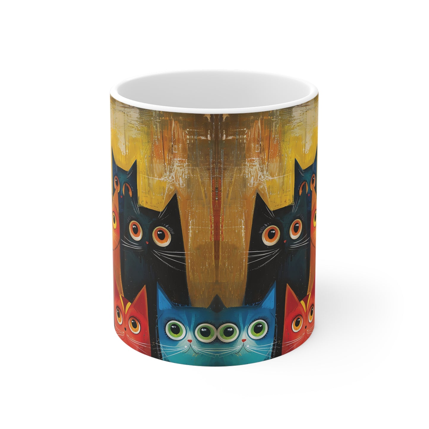 Bunte Katzen-Tasse – Modernes Kunstdesign mit Katzencharme 🐱🎨✨