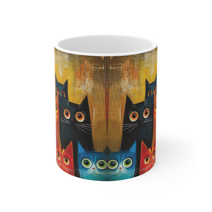 Bunte Katzen-Tasse – Modernes Kunstdesign mit Katzencharme 🐱🎨✨