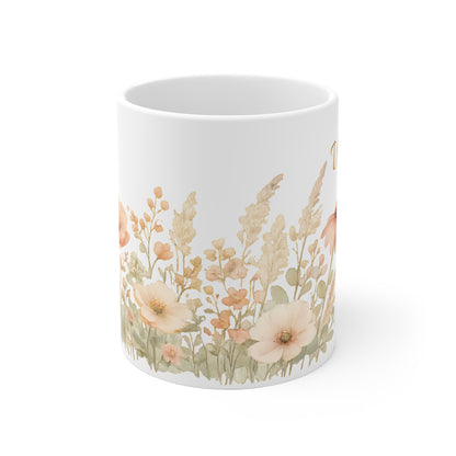 Personalisierte Tasse mit Blumenmotiv & Wunschname 🌸☕✨