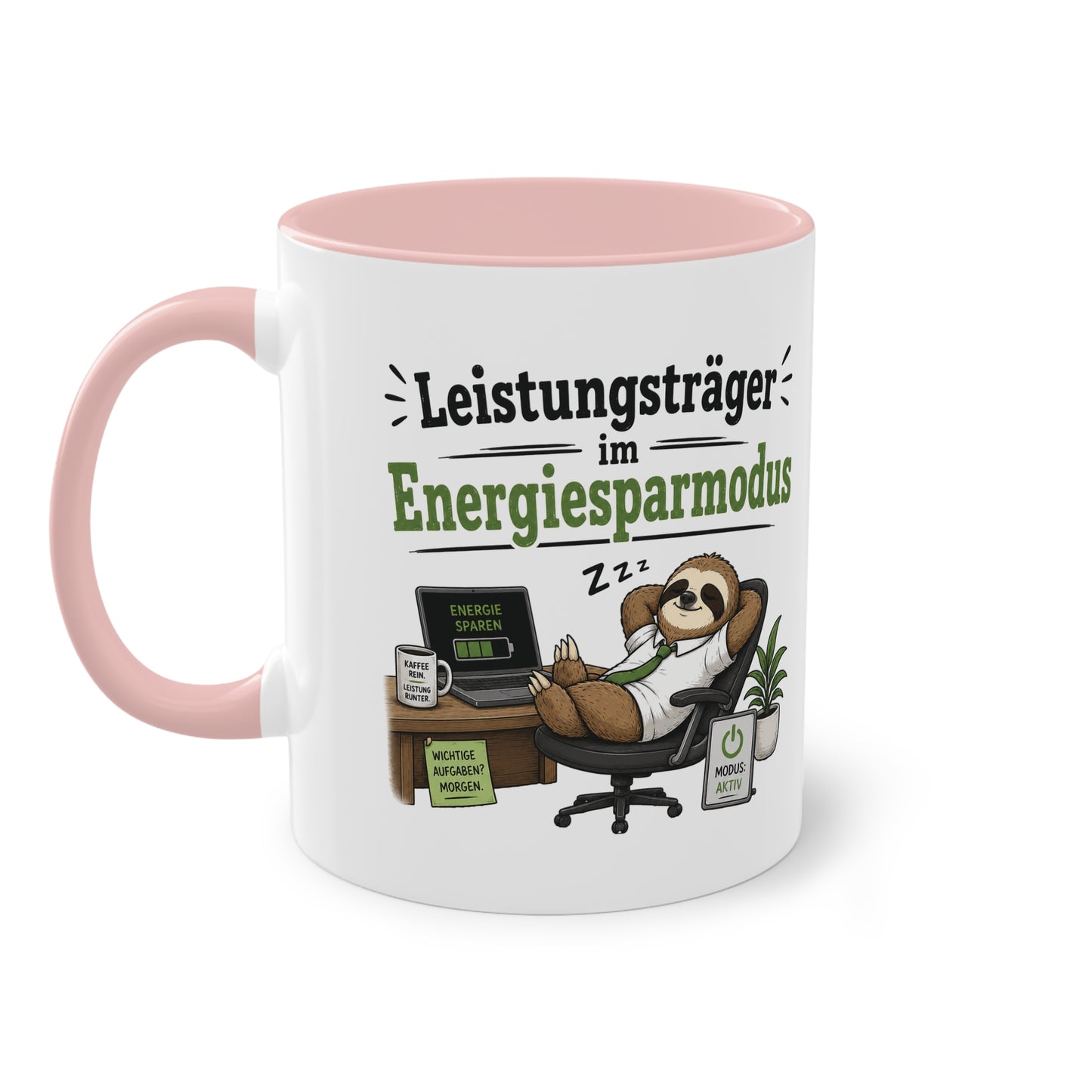 Tasse „Leistungsträger im Energiesparmodus“ – Lustige Bürotasse mit Faultier-Motiv